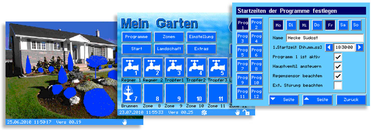 Übersichtliche Menüstruktur bei der Bedienung des Gardeno Pro Gardeno Pro Parametrierung